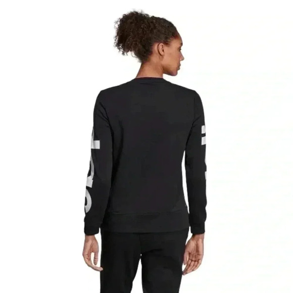 ADIDAS Essential Crewneck Sweatshirt - Black with white logo - Size Med (12/14) - Picture 3 of 13